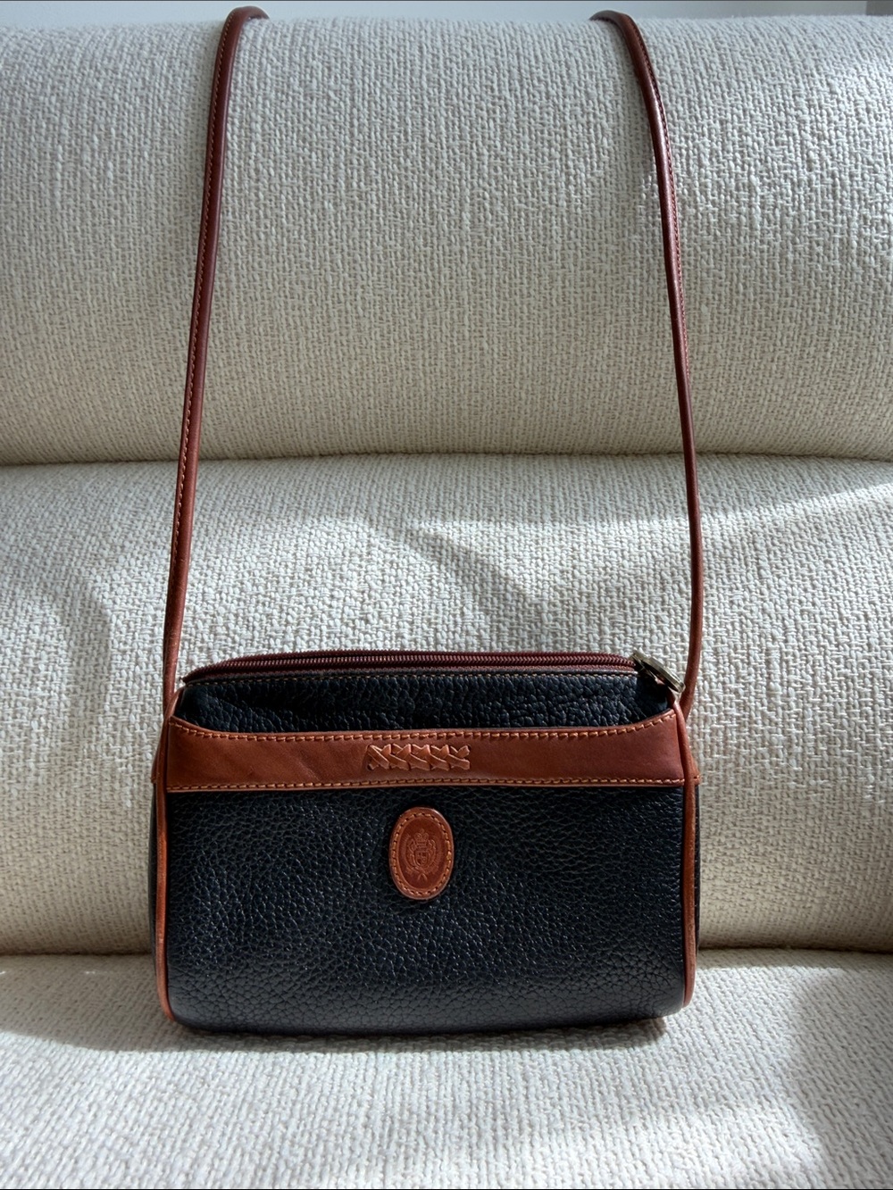 Liz Clairborne Black and Brown Genuine Leather Crossbody